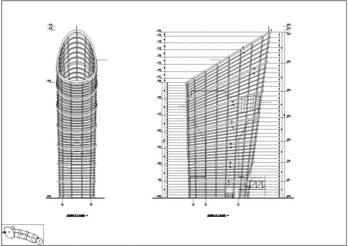 框架剪力墙结构会展中心观景塔结构施工图（单层竖向网壳、桩基础）_图1