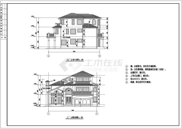 【山东】三层框架结构别墅建筑设计施工图-图一