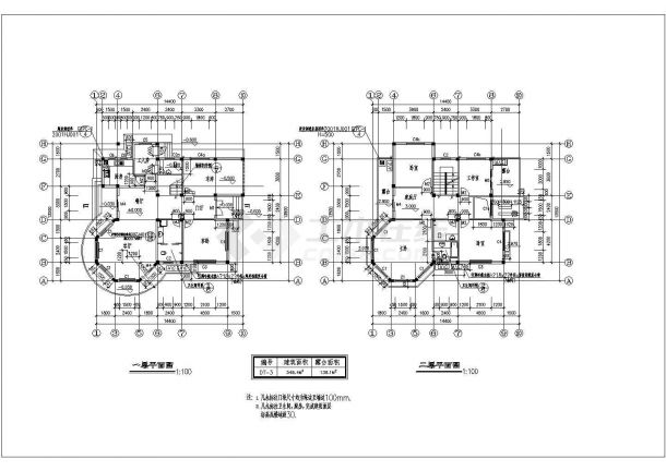 独立别墅建筑CAD参考图-图二