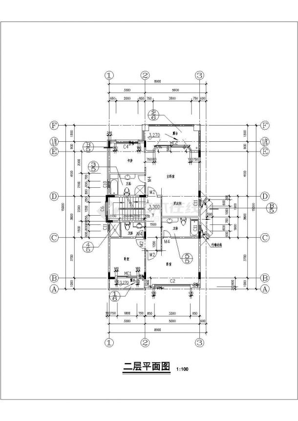 水岸豪宝石A型别墅建筑设计CAD施工图-图二