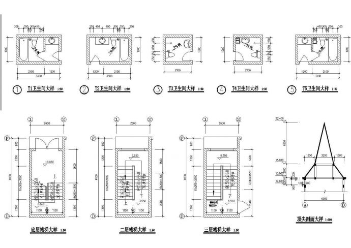 某地复式别墅建筑设计CAD参考图_图1