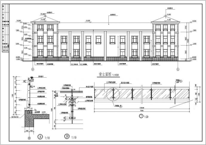 江苏两层砖混结构简欧办公楼建筑设计施工图_图1