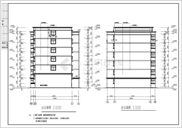 某六层节能住宅建筑设计图（共12张）-图二