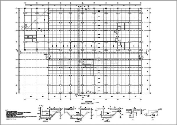 某7度区地下一层框架结构地下车库带人防结构施工图-图二