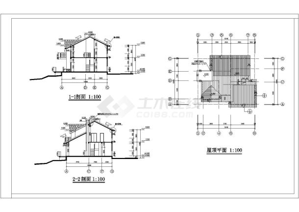 江苏某市两层砖混结构景观别墅建筑设计施工图-图二
