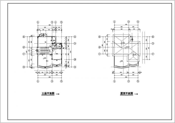 某地区小型的别墅建筑设计施工图（共12张）_图1