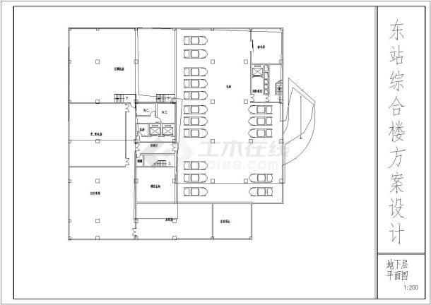 某地商业及办公综合楼建筑CAD施工图（含外观效果图）-图一