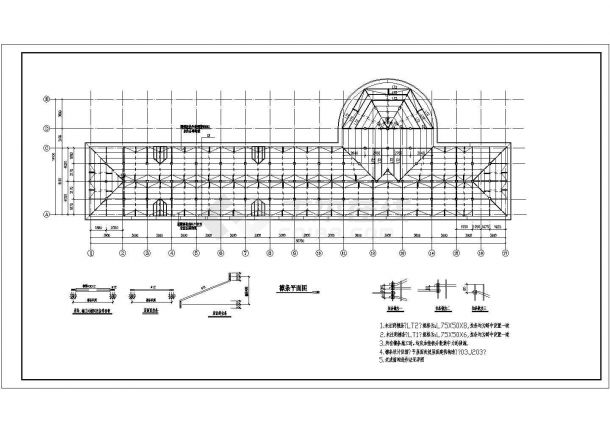 8.1m跨平屋面改造为坡屋面全套结构施工图-图二