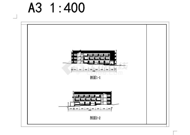 江苏某市中学教学楼建筑方案设计图-图一