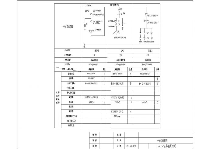 某配电工程315KVA三台低压柜电气设计图_图1