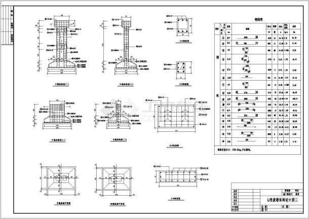 某水利工程技施阶段某U型渡槽结构钢筋图-图二