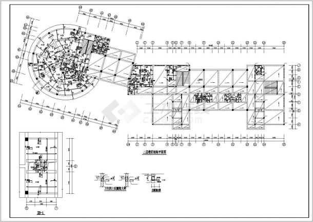 某三层烟厂招待所框架结构设计图-图二