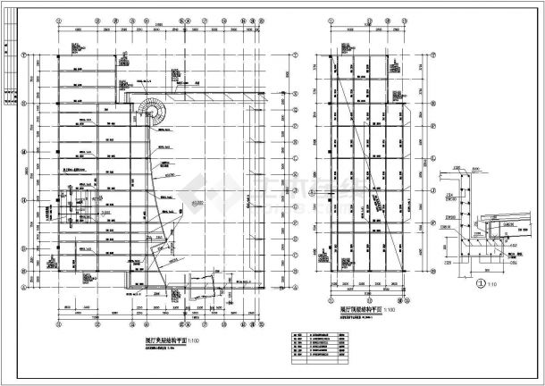 某地夹层钢结构汽车4s店展览馆结构设计施工图-图一