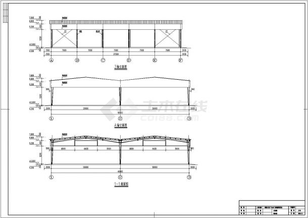 岚山区某双跨单层轻型门式钢架厂房方案图-图二