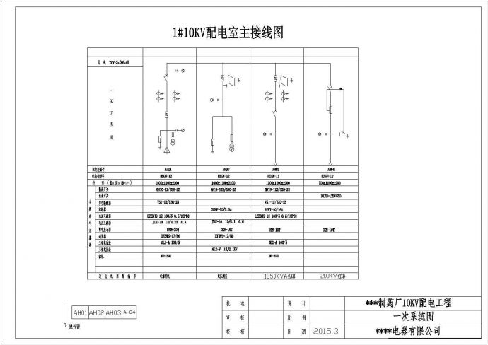 某制药厂配电工程高压开关柜电气设计图_图1
