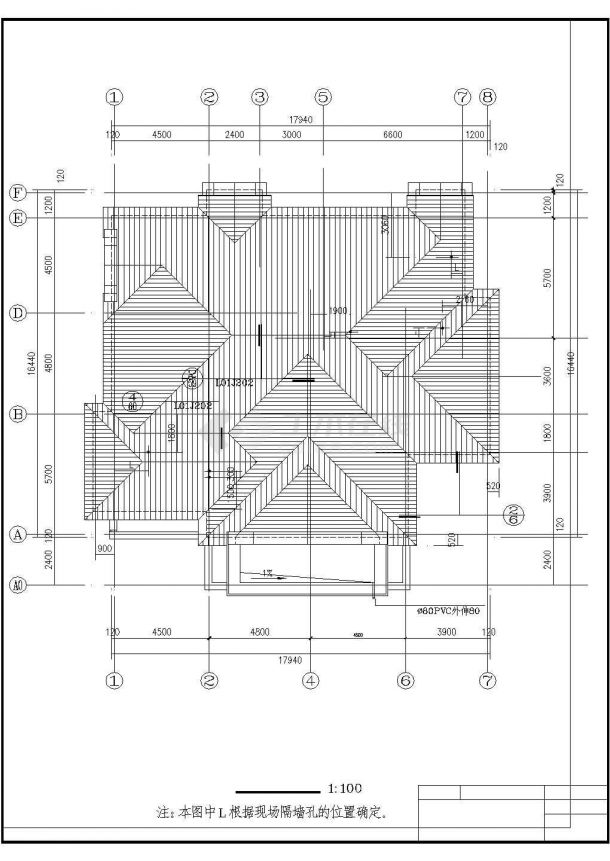 美式别墅建筑CAD施工图-图一