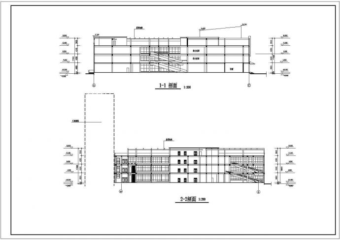 某地四层框架结构商业楼建筑设计方案图_图1