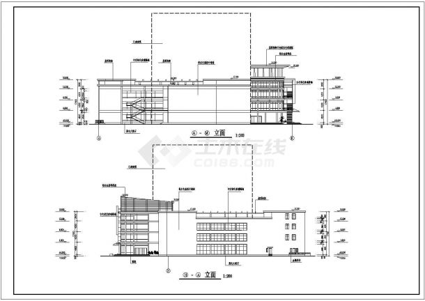 某地四层框架结构商业楼建筑设计方案图-图二