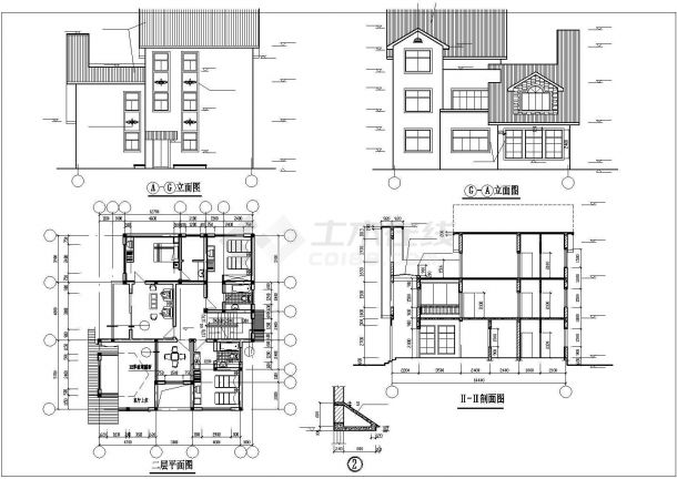 某别墅建筑方案CAD图（共7张）-图一