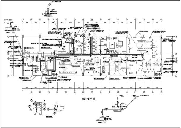 某宾馆给排水水泵房剖面图-图一