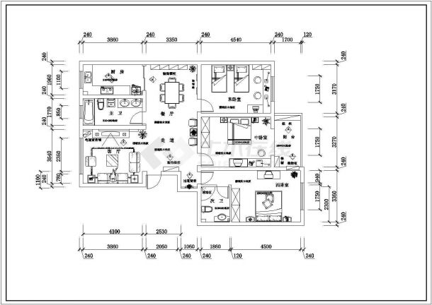 某地大型多层住宅电气CAD布置图-图二
