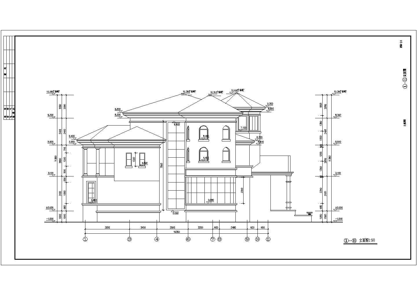 三层独栋别墅系列建筑施工图