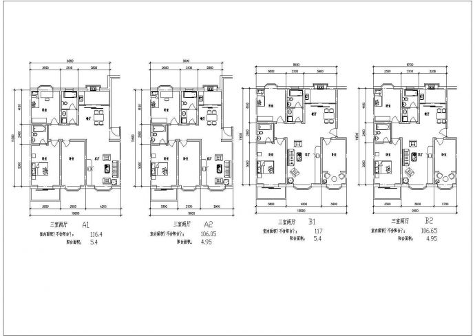 多种类型的住宅楼建筑户型图（共9张）_图1