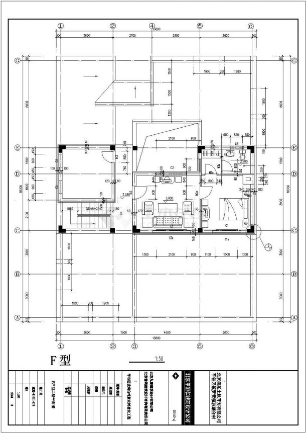 别墅F户型设计CAD全套参考图-图二