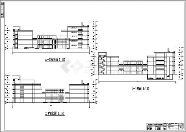 某学校四层框架结构行政楼建筑设计方案图-图二