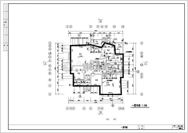 某322平方米森林住宅区二层别墅建筑方案图-图一