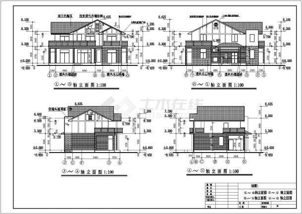 简单实用的二层欧式别墅建筑CAD图（含效果图）-图一