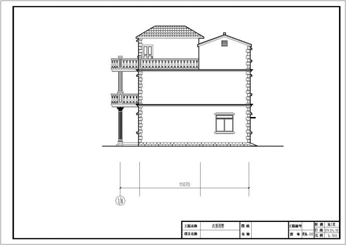 [中式风格]某三层农型别墅建筑施工图（标注详细）_图1