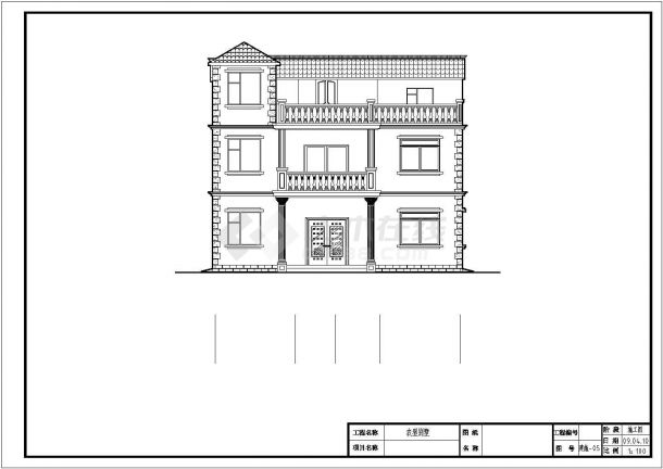 [中式风格]某三层农型别墅建筑施工图（标注详细）-图二