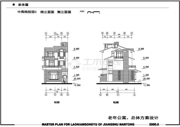 某地三层老年公寓建筑CAD设计图（初设图）-图一