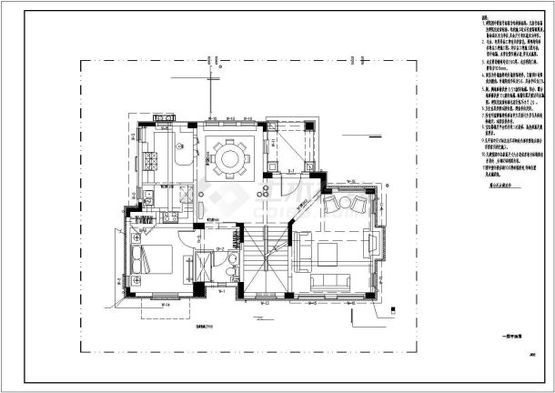 [河南]某湖别墅区330平米二层西班牙式独栋别墅建筑施工图（欧陆风格）-图二