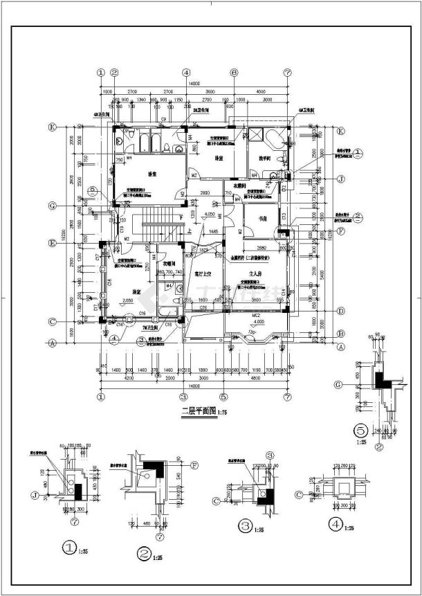 某516.21㎡三层别墅建筑结构施工图-图二