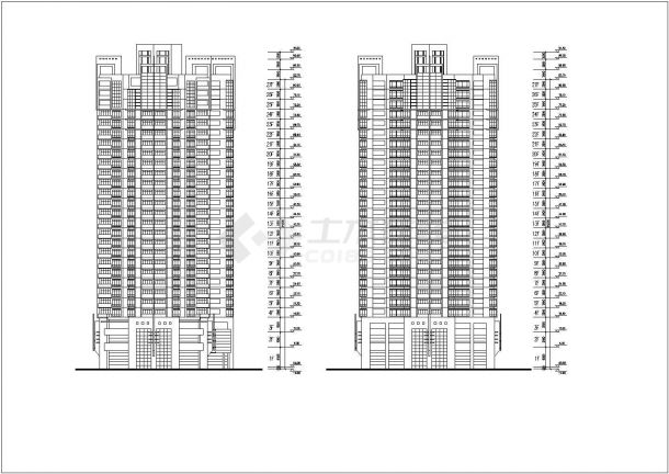 [丰湖]某大型高层住宅楼建筑CAD施工图(有效果图)-图一