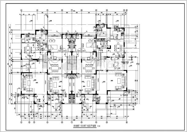 某三层四联排现代别墅建筑施工图-图二