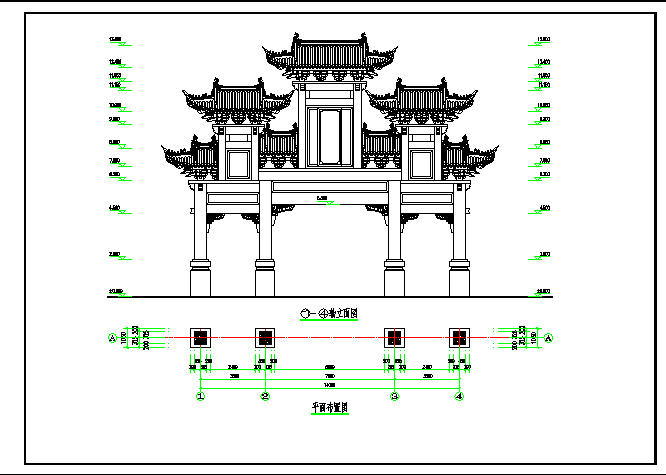 某地仿古牌坊建筑设计施工图_图1