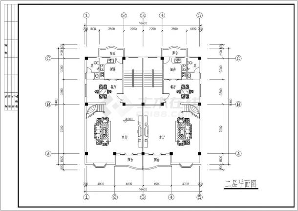 [福建]某三层砖混结构别墅建筑CAD设计图（高10米）-图二