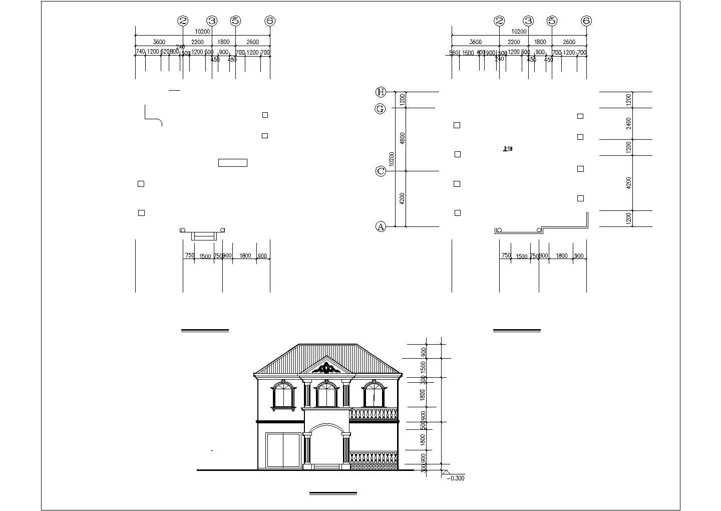 某二层新农村住宅楼建筑方案图