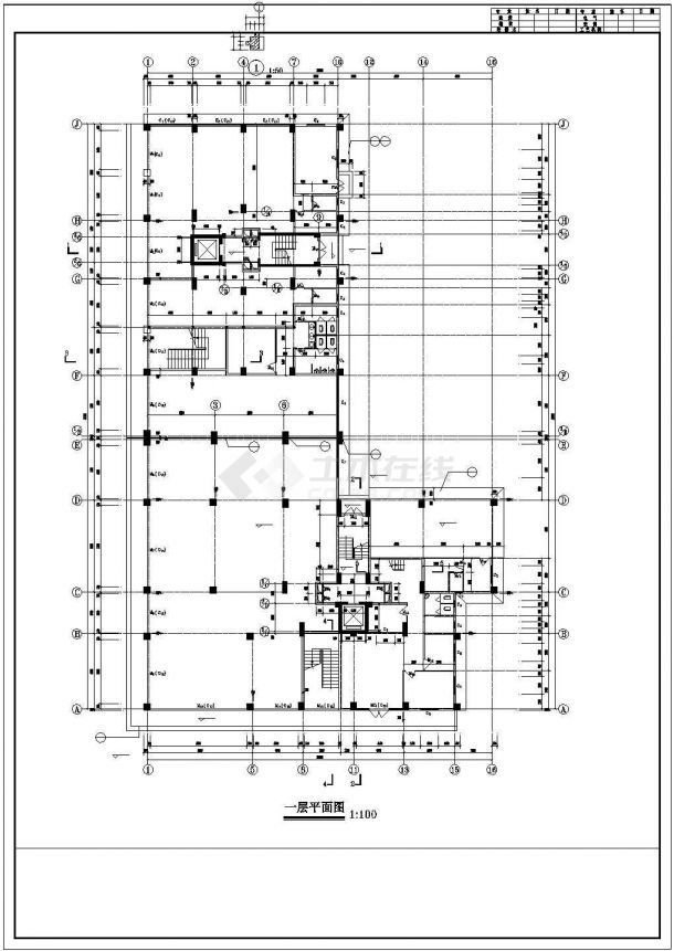 某11570平方米框架结构十二层办公楼(商住两用）建筑施工图-图二
