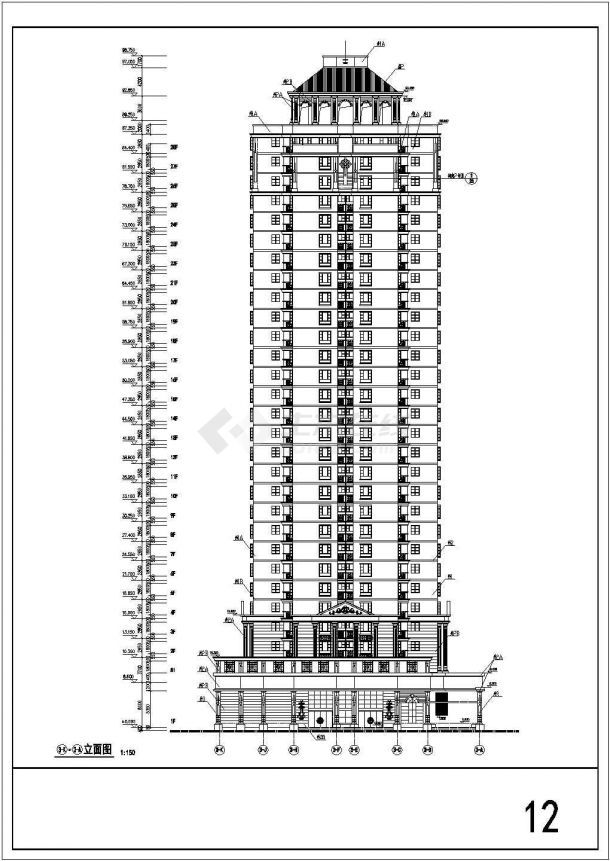 余氏广场某二十八层商住楼建筑方案图-图二