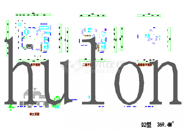 [简单实用]某三层别墅（D2型）建筑cad图-图一