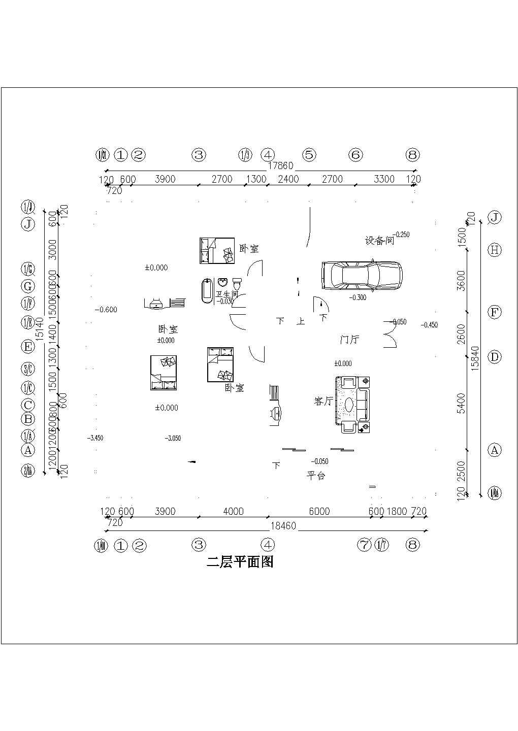 某三层别墅（C1型）建筑cad图