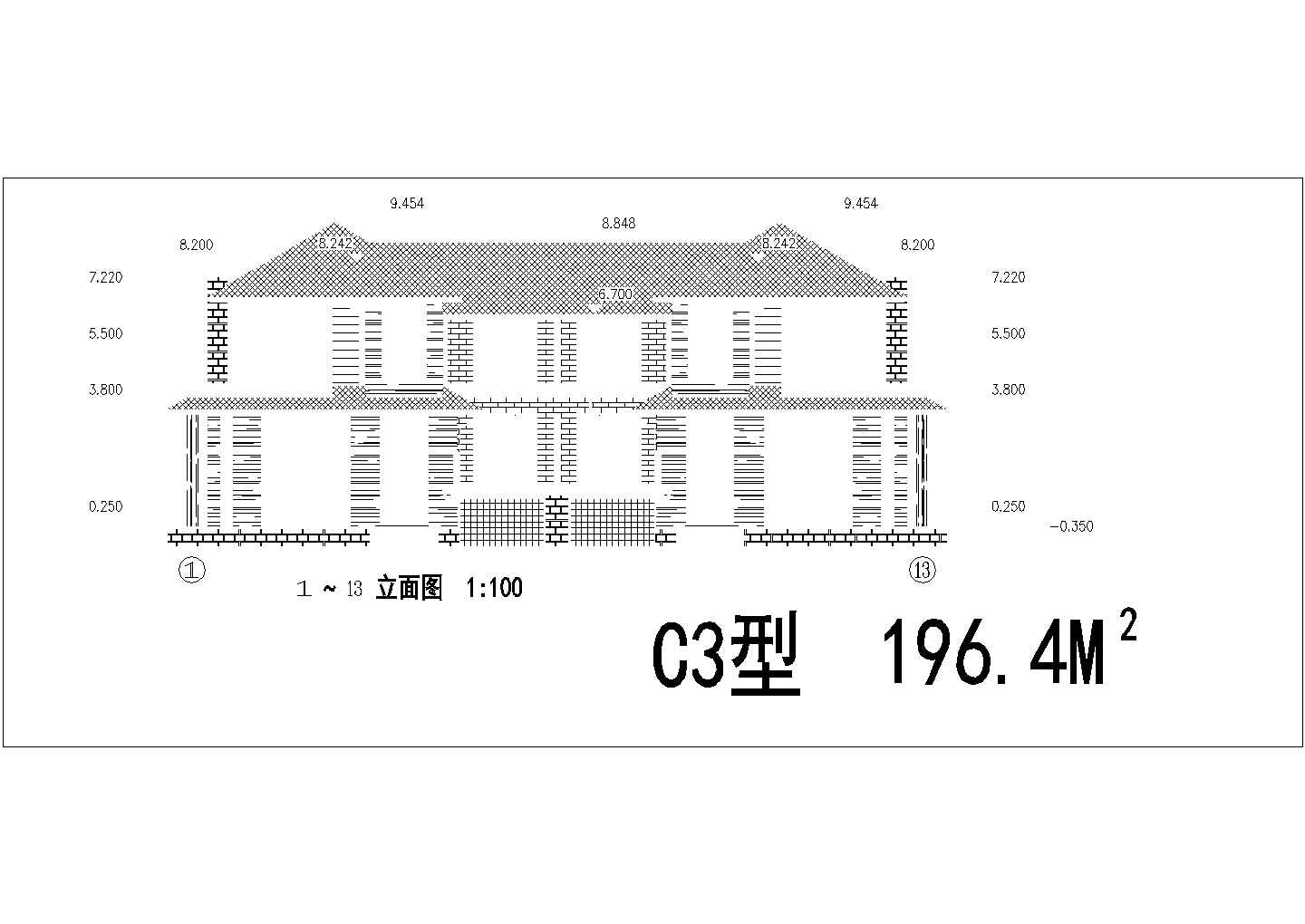 某地二层别墅（C3型）建筑cad图