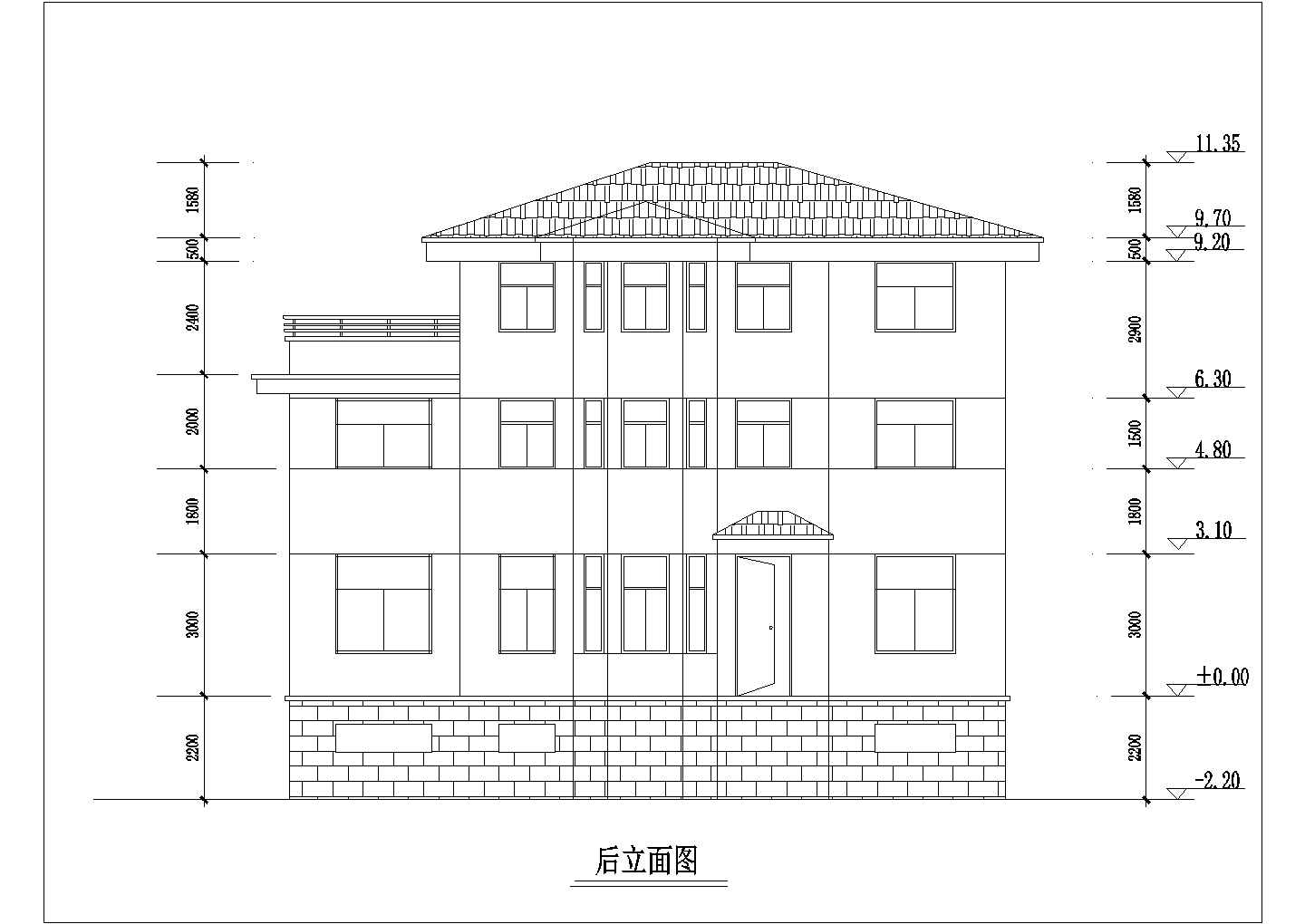 某地月亮湾某三层别墅建筑cad图