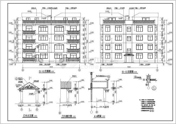 四层高档别墅建筑CAD参考图-图一