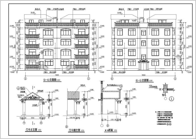 四层高档别墅建筑CAD参考图_图1