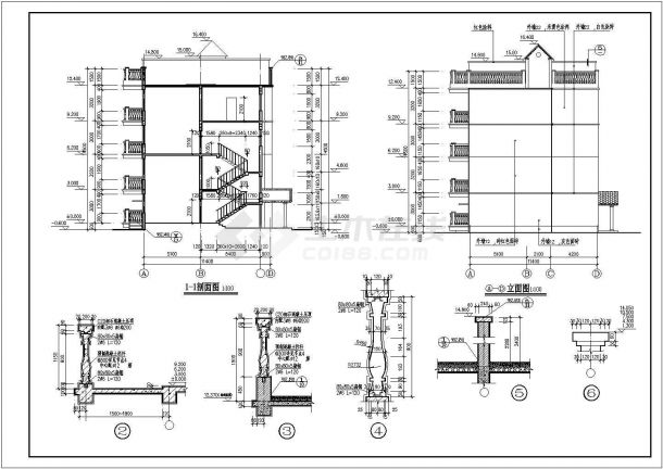 四层高档别墅建筑CAD参考图-图二
